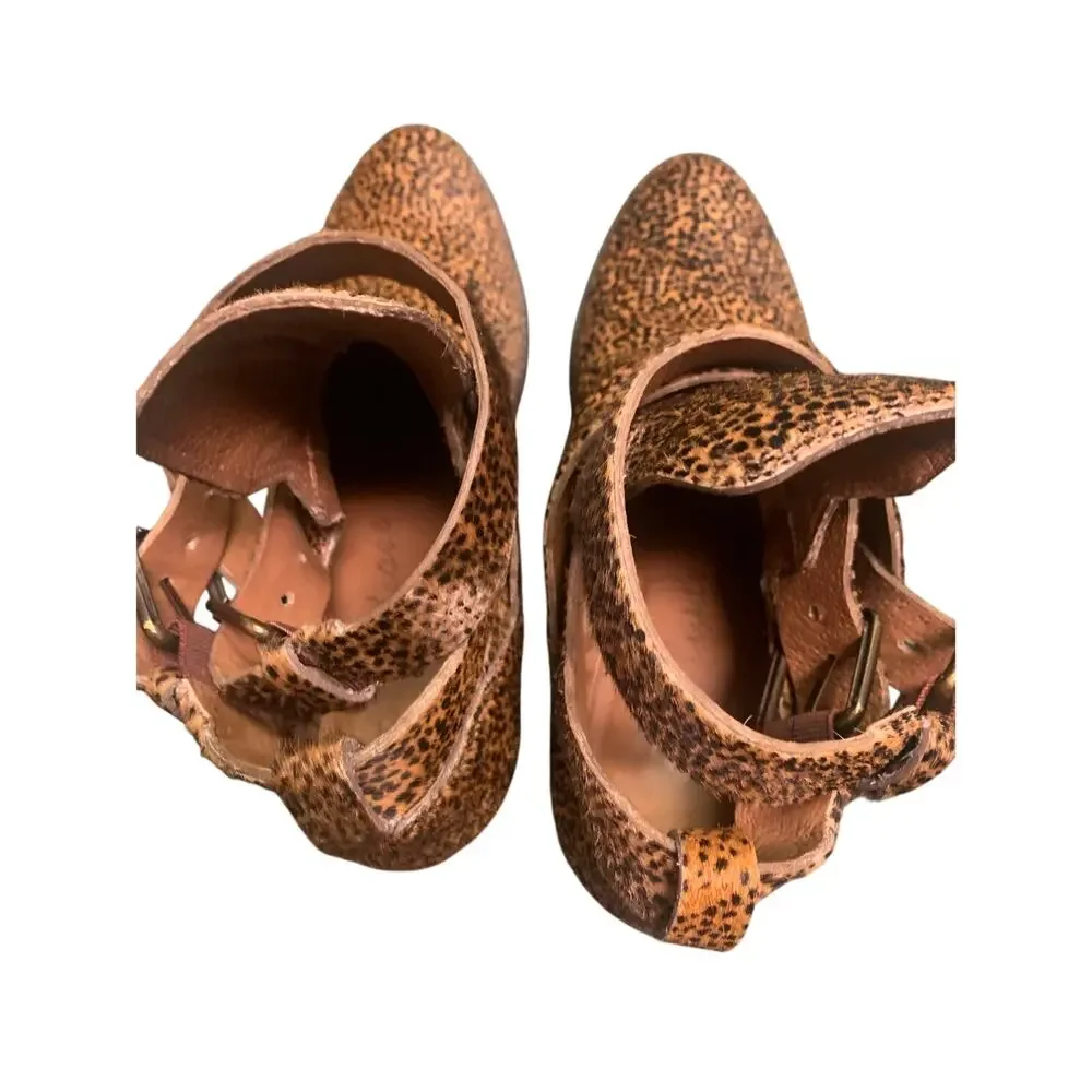 Matisse Raider Cowhair‎ leopard print strap & buckle ankle boots 7.5